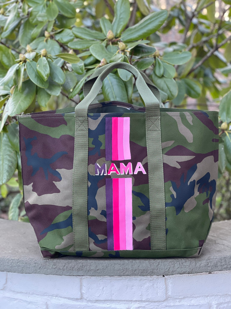 Handpainted Nylon Camo Mama Bag 4-Stripes