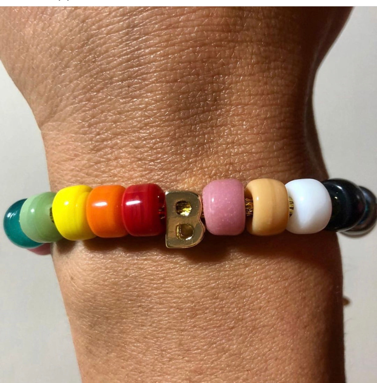 Rainbow Glass Bracelet 2 Letters Personalized
