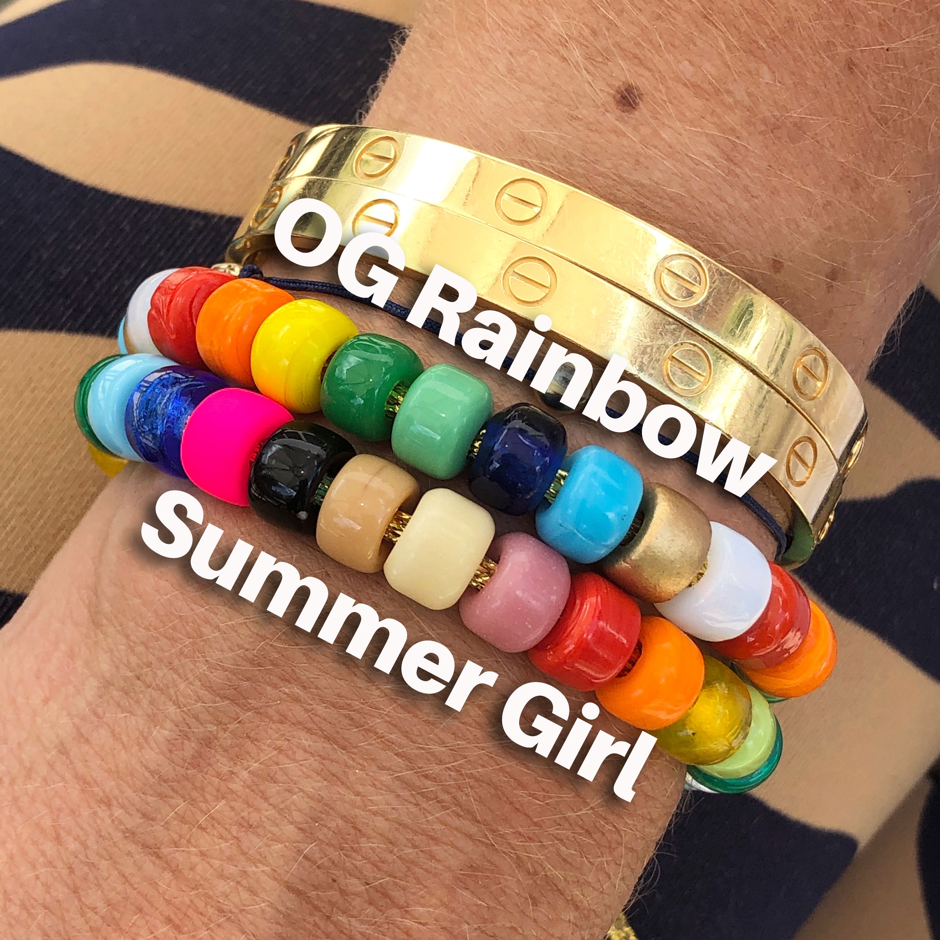 Rainbow Glass Bracelet 2 Letters Personalized